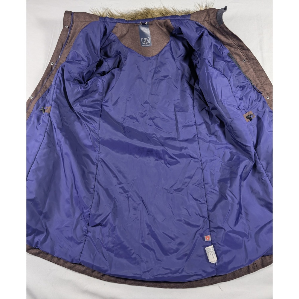 Helly Hansen Parka Womens M Brown Aden Insulated Faux Fur Hood Polyester Coat - Picture 4 of 15